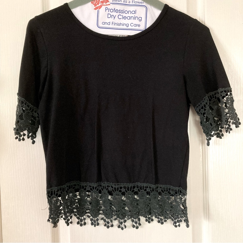 Eunice Lai Embroidered Trim Top Black Size S